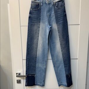 Two-Tone Wide Leg Jeans size 5 like 27 see measurements